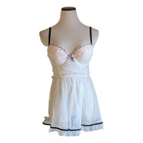 UNDERCOVER Abito babydoll Victoria's Secret 34C bianco rosa maglia tulle sposa top