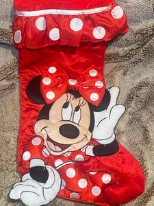 RAR Disney Store Parks 20" Vintage MINNIE MOUSE 3D Weihnachtsstrumpf - Bild 1 von 10