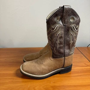 Bota Western Old West Para Niños Punta Cuadrada Ancha Vintage Crackle VB9113 Talla 1 - Imagen 1 de 8