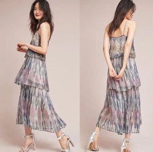 Anthropologie Neu ohne Etikett $ 178 Josie Stufen Maxikleid Größe 14 - Bild 1 von 6