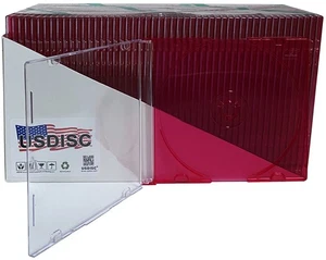 Lot de étuis à bijoux CD USDISC Slimline 5,2 mm, 1 disque unique (rouge clair) - Photo 1/6