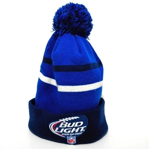 Sombrero de Invierno Bud Light Pom Pom Gorro Logo NFL Patrocinador Oficial Tobogán - Imagen 1 de 3