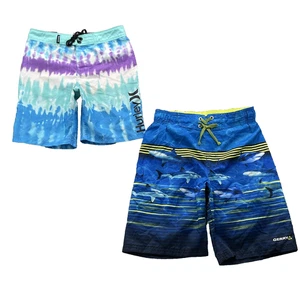 Hurley + Gerry Board Shorts LOT 2 Youth Medium Swim Trunks Outdoor 90s Camp Surf - Picture 1 of 12