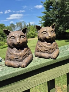 CAT Bookends by Gargoyles Studio of Brooklyn, NY. RARE kitten Textured Book Ends - Picture 1 of 11