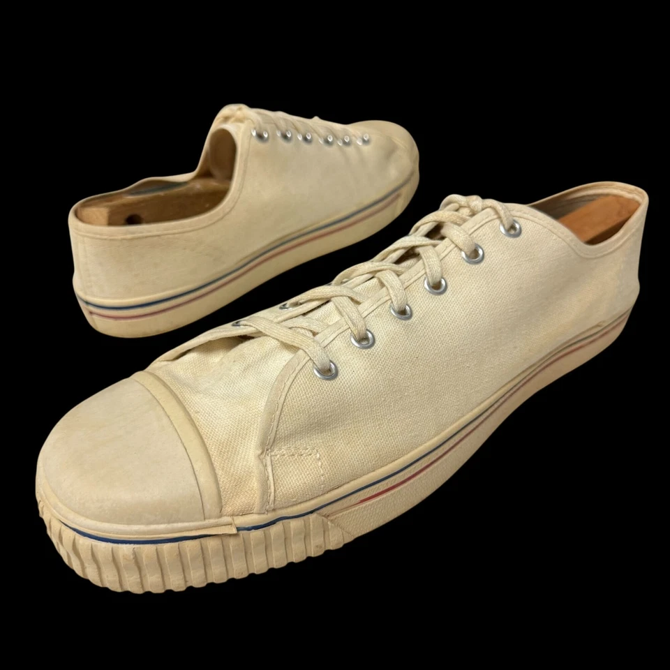 Zapatillas Tenis Vintage RARAS 60 70 Blanco Crema Apoyo Arco Hechas en EE. UU. 12 Foto 1 de 4