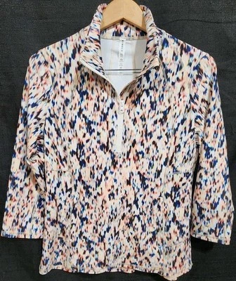 Pullover Kinesis Activewear Media Cremallera Mujer Talla M Blanco Multicolor Atletismo Top Foto 1 de 4