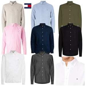 Men's Tommy Hilfiger Oxford Cotton Shirt Long Sleeve Button Down Collar Slim Fit - Picture 1 of 51