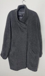 Eileen Fisher Cappotto Tosato 72%Suri Alpaca 26%Lana Grigio Collo Taglia Large - Foto 1 di 7