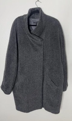 Abrigo Eileen Fisher Esquilado 72% Suri Alpaca 26% Lana Gris Cuello Talla Grande Foto 1 de 4