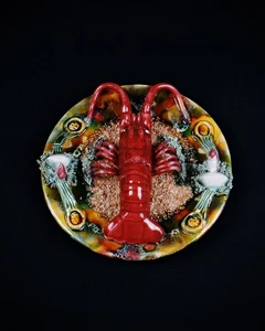 Plato De Langosta En Barbotina, Loza De Caldas Da Rainha Majolique Palissy - Imagen 1 de 16
