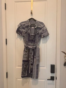 Etro Blue Paisley Shirt Dress With Belt Size 44 - Picture 1 of 9