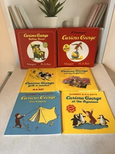 Curious George by Margaret & H.A. Rey Lot of 6 Children's Books HC/PB - Picture 1 of 9