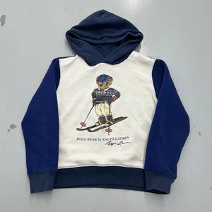 Ralph Lauren Polo Boys Ski Skiing Bear Fleece Hoodie Sweatshirt Youth Sz M 10-12 - Picture 1 of 11