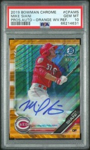 2019 Bowman Chrome Mike Siani Prospects Orange Wave Refractor  #2/25 PSA 10!!!