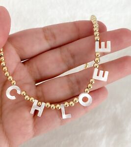 Mother of pearl name necklace custom name necklace letter personalized jewelry