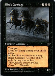 Black Carriage [Homelands] Magic Magic The Gathering 1995 raro nunca jugado nuevo en paquete - Imagen 1 de 2