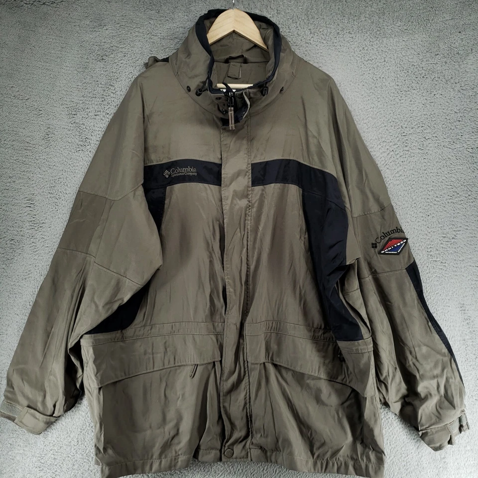 Chaqueta deportiva Columbia Omni Tech vintage para hombre XL con capucha verde tostado aislante Foto 1 de 4