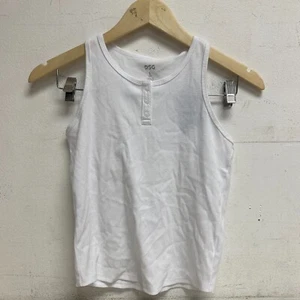 DSG Girls Everyday Cute Cotton Rib Tank Scoop Neck Pure White DAG13117 New - Picture 1 of 5