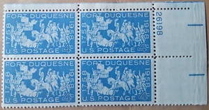 US Post Scott#1123 Fort Duquesne 1958 4c Stamp Plate #26198 Block of 4 Env#1 MNH - Picture 1 of 2