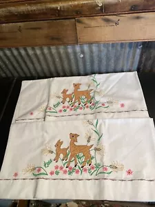 2 federe vintage dipinte pennarello fiori di cervo federa re #9 - Foto 1 di 5