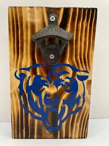 Chicago Bears Wood Mounted Bottle Opener Man Cave - Picture 1 of 5