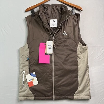 NIKE ACG Lunar Lake Vest Unisex Small Brown Tan Zip Up Primaloft Econly Sample - Image 1 of 4