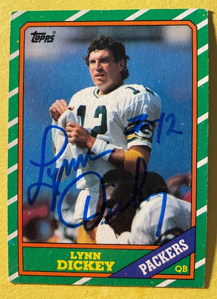 SIGNED LYNN DICKEY 1986 TOPPS FOOTBALL CARD AUTOGRAPH - PACKERS - Image 1 of 2