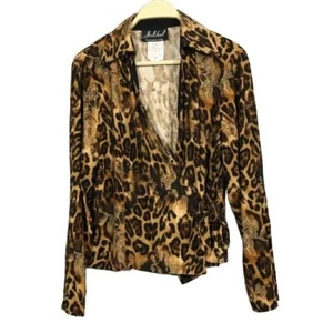 Vintage Jolibel Women Blouse Jacket Size 10 Vneck Tied Snake Camo Gothic Retro - Picture 1 of 9