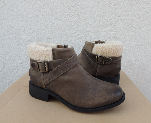 UGG BENSON STIVALI FODERATI CON POLSINI IN PELLE DI COLOMBA LANA DI PECORA DONNA US 7 EUR 38 ~ NUOVI