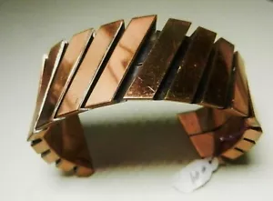 signed Renoir GEOMETRIC Copper Cuff Bracelet-1950's MCM Vintage - Picture 1 of 6