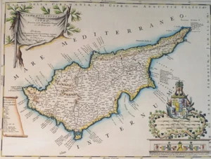 Cipro dalla Republica Veneta Riproduzione stampa Acamantis Insula 1571 MAP STAMP - Picture 1 of 18