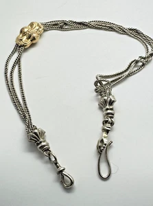 Viktorianisch Uhrenkette Taschenuhrenkette 800 Silber Chain Kettenschieber 346 - Bild 1 von 4