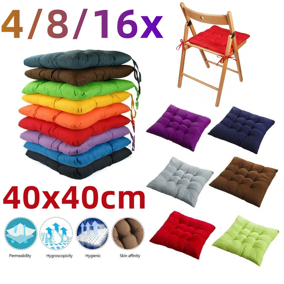 JOYHUT 4-16ER SET STUHLKISSEN SITZKISSEN 40X40 CM QUADRATISCH MIT BÄNDER DHL