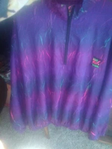 Vintage Surf Style Jacket one size Purple lightning Iridescent Windbreaker 90s - Picture 1 of 11