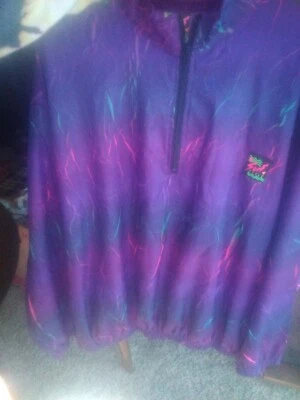 Vintage Surf Style Jacket one size Purple lightning Iridescent Windbreaker 90s - Image 1 of 4