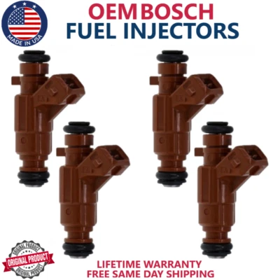 4pc NEW OEM BOSCH Fuel Injectors 2000-2009 Saab 9-3 Saab 9-5 2.0L, 2.3L I4 TURBO - Image 1 of 4