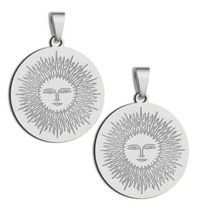 2 Stck. Sonnengesicht Anhänger 316L Edelstahl - Strahlende Amulett Medaillons - Bild 1 von 7