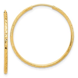 14k Yellow Gold Diamond-cut 1.50mm Endless Hoop Earrings L-29.5 mm,W-1.5 mm - Picture 1 of 4