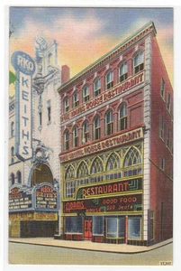 Postal de lino Adams Restaurant RKO Keiths Theater Boston Massachusetts - Imagen 1 de 1