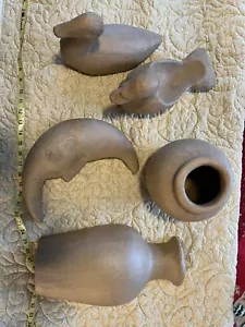 Paper Mache Craft Lot 5 Pieces Vase Moon Duck - Picture 1 of 10