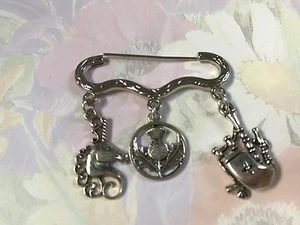 ❤️IMPRESIONANTE ESCOCIA Tono Plata Kilt Pin Broche Cardo BolsaPipe Unicornio Bolsa de Regalo - Imagen 1 de 3