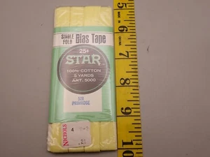 Vintage Star Single Fold Bias Tape Primrose Yellow 100% Cotton 5 Yards F7A7 - Picture 1 of 2