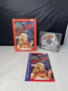 RARE! Night Trap Red Box US Version Sega CD COMPLETE! w/ Cardboard Box & Manual - Picture 1 of 10