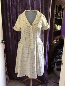 Collectif Women's Polka Dot Swing Dress Size 14 Vintage 50s Rockabilly - Picture 1 of 4
