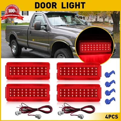 4X [ROJO COMPLETO] Luz LED interior del panel de puerta para Ford F350 Super Duty 1999-2007 Foto 1 de 4