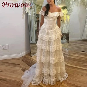 Elegantes Vestidos de Novia Muticapa Encaje Bohemio Vestidos de Novia Volantes - Imagen 1 de 9