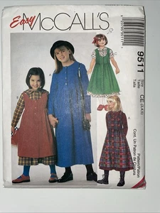 9511 Vintage McCalls SEWING Pattern Girls 1990s Dress Jumper Easy 3-4-5 OOP Cut - Picture 1 of 2