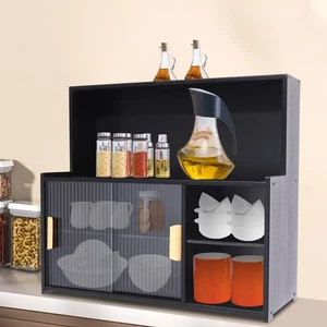 Gabinete de almacenamiento de encimera independiente negro para despensa de cocina 11 kg - Imagen 1 de 15