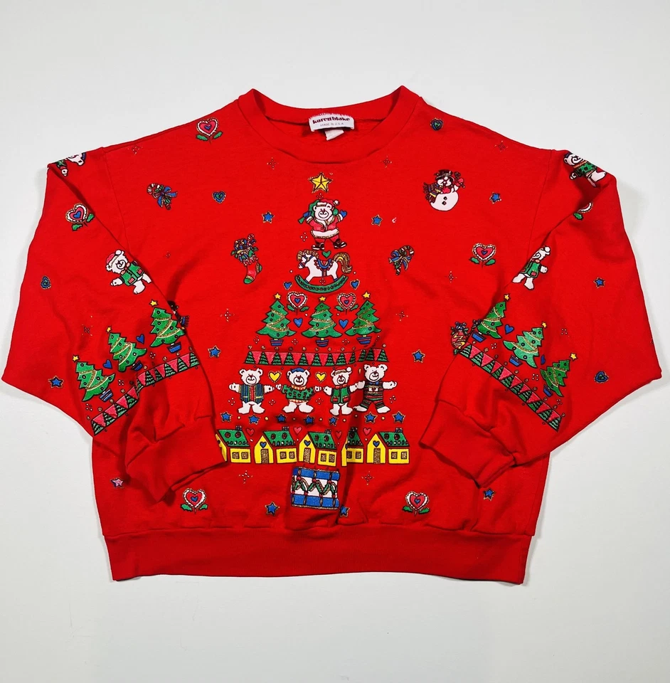 Sudadera vintage Karen Blake para mujer M/L? Osos de Navidad hechos en EE. UU. Foto 1 de 4