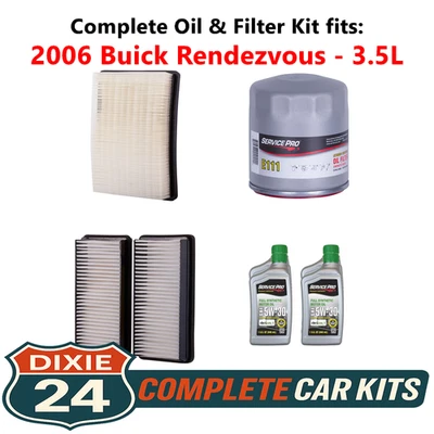 Fits: 2006 Buick Rendezvous 3.5L Complete Air, Oil & Cabin Filter Kit (5W-30) Foto 1 de 4